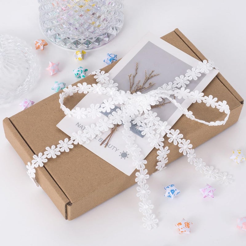 Deozu 4 Yards Lace Trim, Vintage Crocheted Lace Ribbons, Embroidery Laces for DIY Crafts, Bouquet, Sewing, Wedding, Wrapping, Decoration (Creamy White, 0.55" Wide) - Image 4
